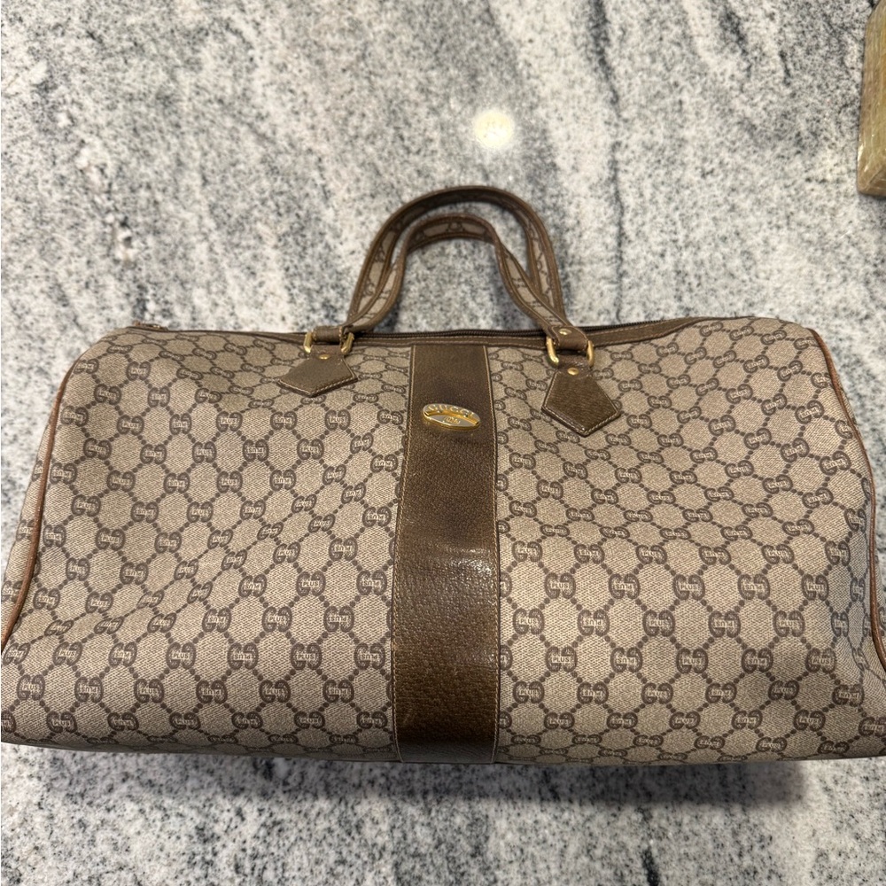 Gucci Plus Vintage Brown Monogram Travel Bag
